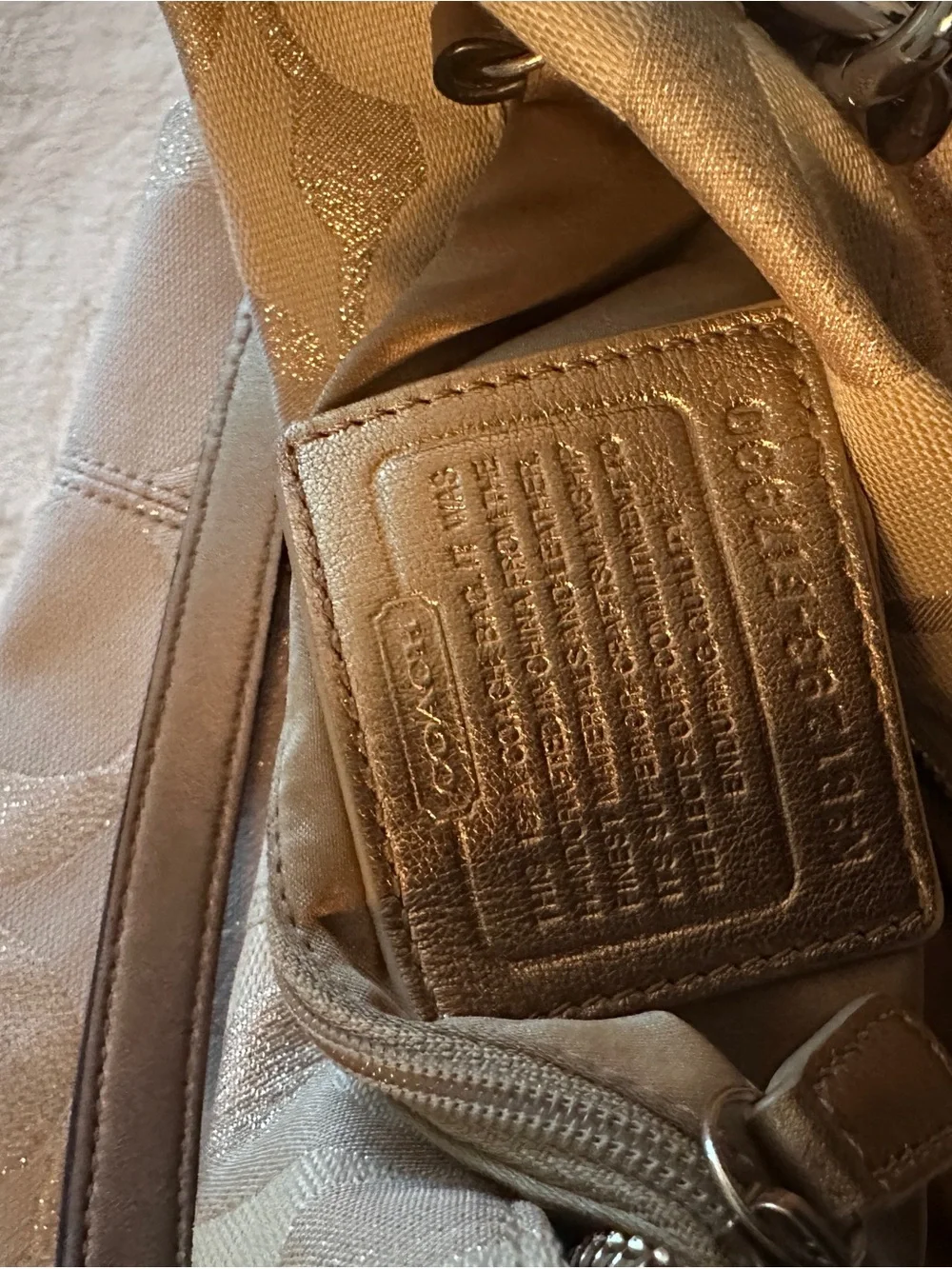 Coach Metallic Chalk Logo Hobo Shoulder Bag